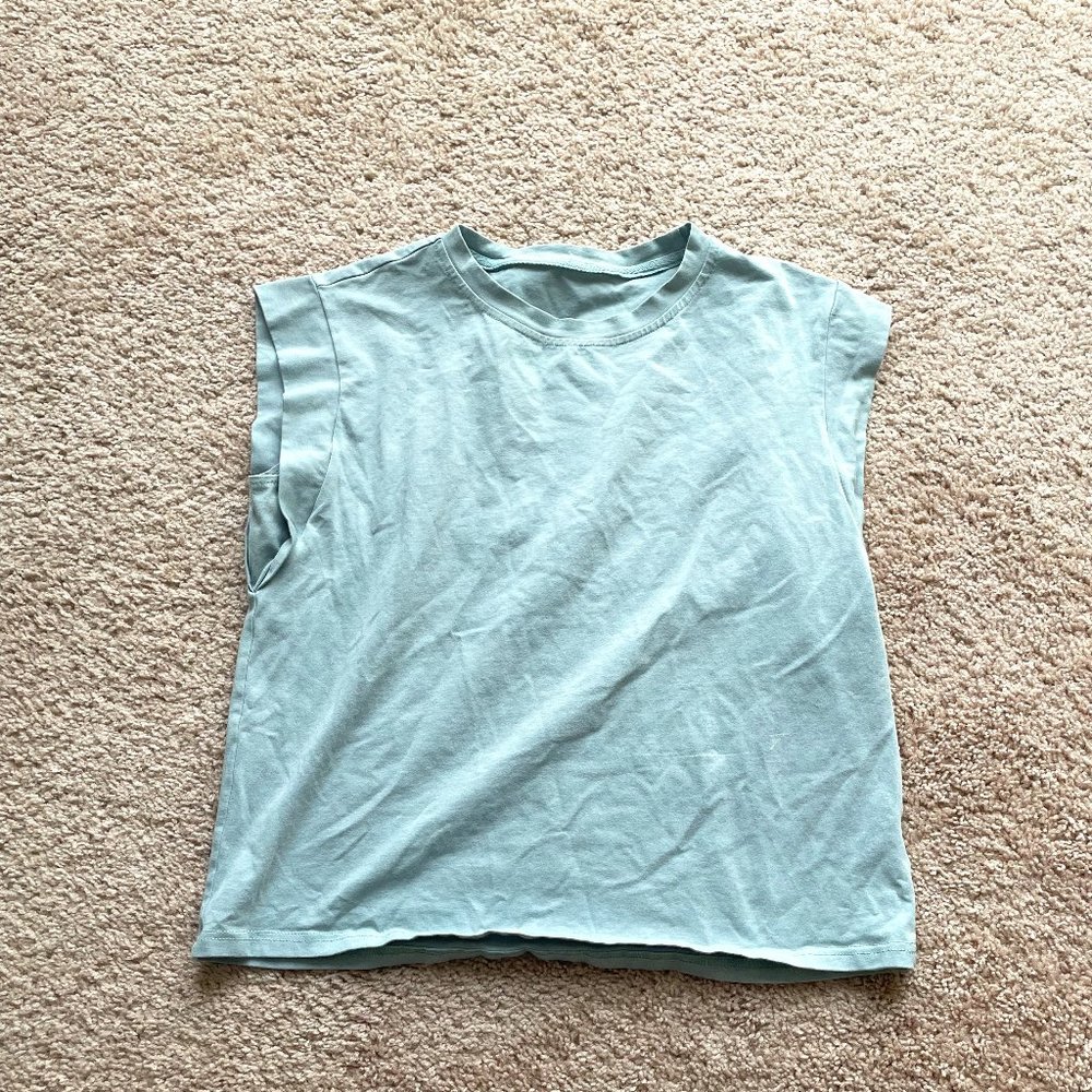 Ice Blue Cotton Muscle Tee
